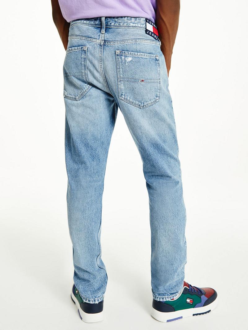 Férfi Tommy Hilfiger Slim Fit Light Wash Farmer Nadrág Kék | HU 1166JPQ